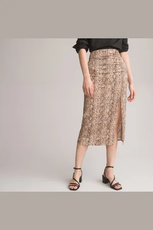 La Redoute Jupe Droite Longue Imprimé Animalier En Satin