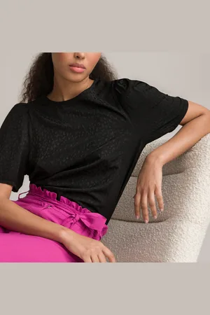 La Redoute Blouse Col Rond Imprimé Jacquard Manches Courtes