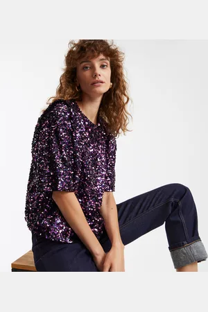 La Redoute Blouse À Sequins Col Rond Manches Courtes