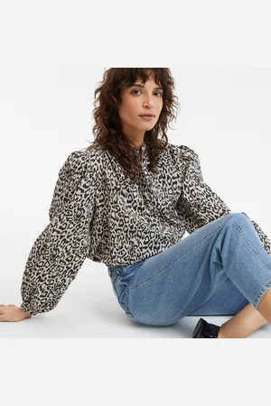 La Redoute Chemise Col Mao Oversize Imprimé Animalier
