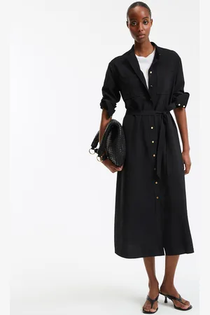 La Redoute Robe Droite Longue Ceinturée Col Mao