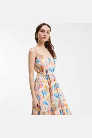 La Redoute Robe Longue Évasée À Fines Bretelles Imprimée