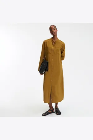 La Redoute Robe Droite Longue Ceinturée Col Mao