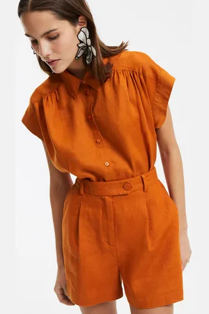 La Redoute Chemise Sans Manches En Lin Épaules Froncées