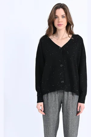 Molly Bracken Gilet Boutonné Col V Pailleté