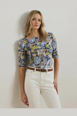 Ralph Lauren Tee Shirt Imprimé Manches 3/4 Col Bateau