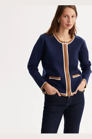 ANNE WEYBURN Cardigan Col Rond En Fine Maille Fermeture Zippée
