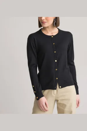 ANNE WEYBURN Cardigan Col Rond En Fine Maille Laine Mélangée