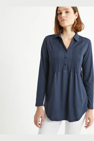 ANNE WEYBURN T-shirt Col Polo Chemise Manches Longues