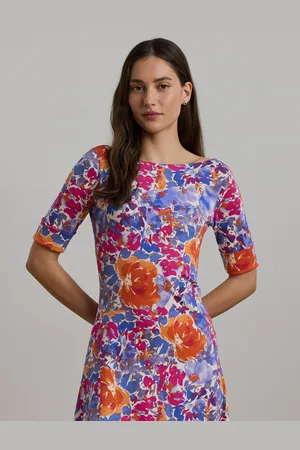 Ralph Lauren Robe Midi Évasée Manches 3/4