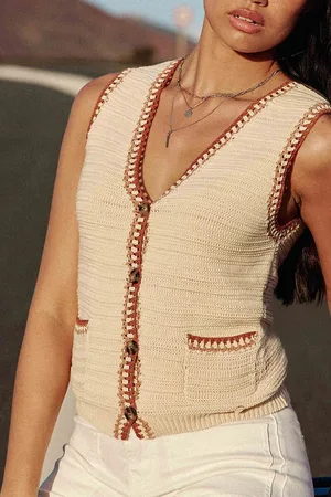 La Petite Etoile Gilet Sans Manches En Maille Coton Madina