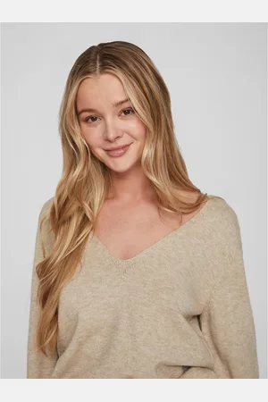 VILA Pull Col V En Fine Maille