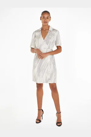 Calvin Klein Robe Portefeuille Courte Manches Courtes