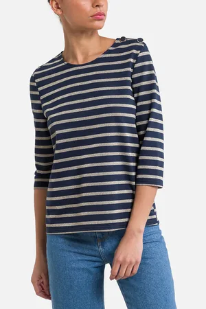 VERO MODA T-shirt Rayé Manches 3/4