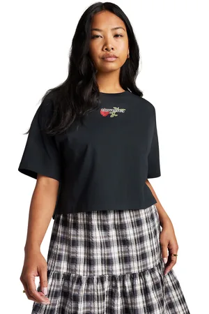 Converse T-shirt Crop Manches Courtes