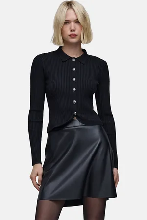 IKKS Cardigan Court Tricot Côtelé Boutonné
