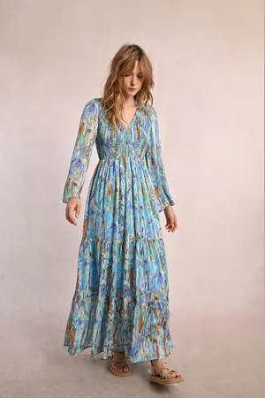Molly Bracken Robe Longue Imprimée Manches Longues