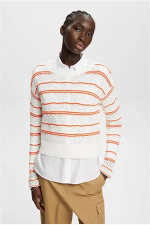 ESPRIT Pull Rayé Col Rond Maille Ajourée