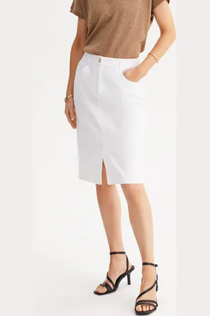 ANNE WEYBURN Jupe Droite Coton Stretch Mi-longue