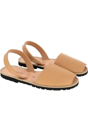 MINORQUINES Sandales En Cuir Talon Plat Avarca Cuir Blanco