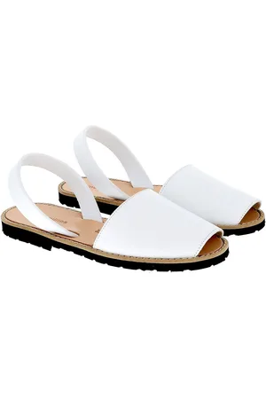 MINORQUINES Sandales En Cuir Talon Plat Avarca Cuir Blanco