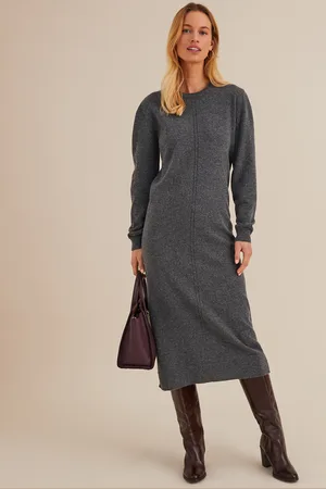 ANNE WEYBURN Robe Droite En Laine Longue Manches Longues