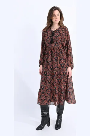 Molly Bracken Robe Longue Imprimée Col À Nouer