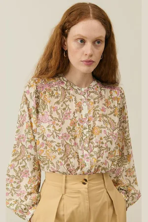 Louise Misha Blouse Imprimée Col Rond Manches Longues Jeanne