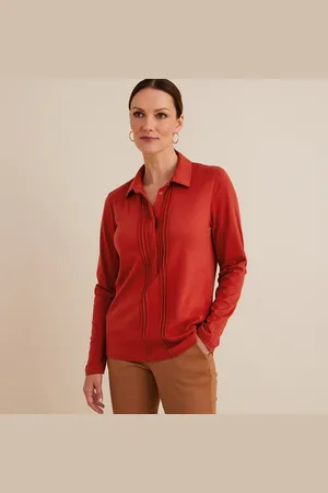 ANNE WEYBURN T-shirt Col Polo Manches Longues