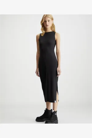 Calvin Klein Robe Longue Sans Manches Col Rond