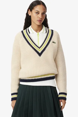 Lacoste Pull Tennis Col V Oversize En Laine