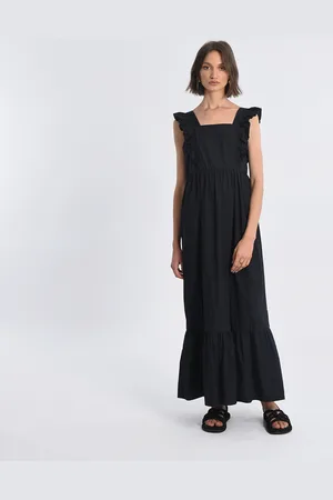 Molly Bracken Robe Longue Encolure Carré Avec Volants