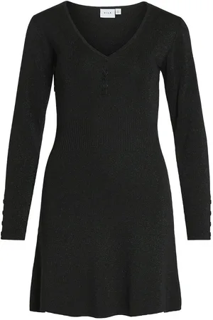VILA Robe Maille Brillante Col V
