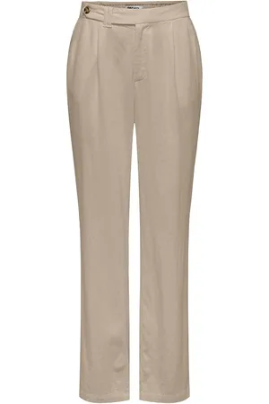 ONLY Pantalon Taille Haute En Lin Mélangé