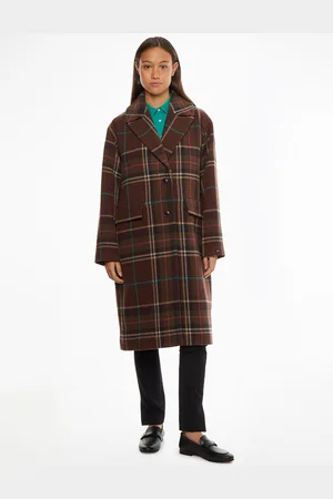 Tommy Hilfiger Manteau Mi-long Boutonnée À Carreaux