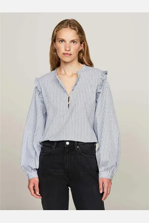Tommy Hilfiger Blouse Manches Longues Col Montant Avec Volant