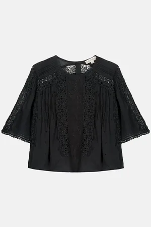 Louise Misha Blouse Brodée Col Rond Manches Courtes Ingrid