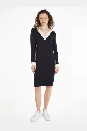 Tommy Hilfiger Robe-pull Manches Longues Col V Varsity