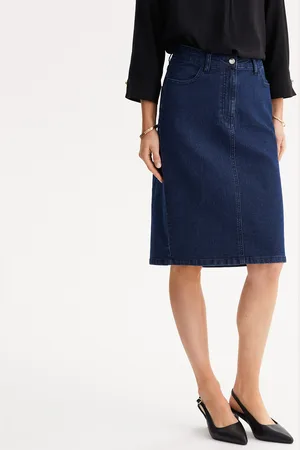 ANNE WEYBURN Jupe Droite En Denim Stretch Mi-longue