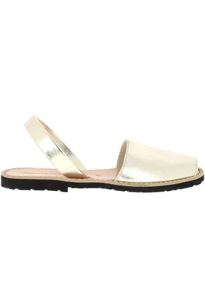 MINORQUINES Sandales Plates En Cuir Avarca Metal