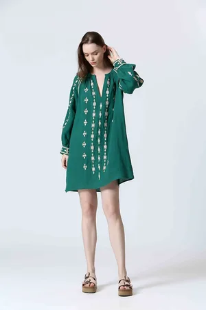 See u soon Robe Courte À Broderie Ethnique