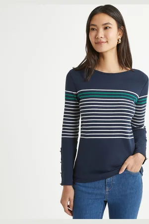 ANNE WEYBURN T-shirt Rayé Col Rond Manches Longues