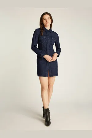 Calvin Klein Robe Chemise Courte En Denim Manches Longues