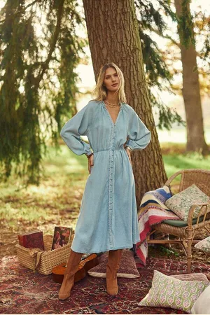 La Petite Etoile Robe Midi Fluide Manches Longues Rosita
