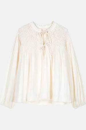Louise Misha Blouse Brodée Col Rond Manches Longues Nicoletta