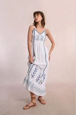 Molly Bracken Robe Longue Brodée À Bretelles