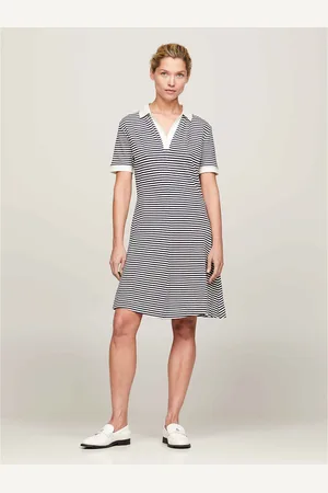Tommy Hilfiger Robe Polo Courte Rayé Manches Courtes