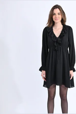 Molly Bracken Robe Manches Longues Col Volanté