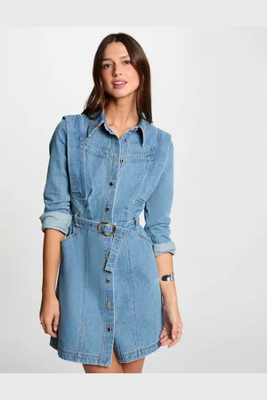 Morgan Robe Ajustée Boutonnée En Jean