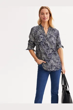 ANNE WEYBURN Blouse Imprimée Col Tunisien Manches Longues